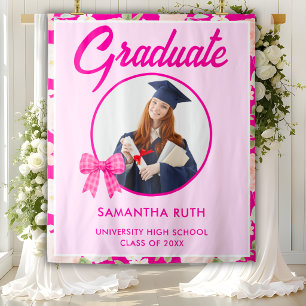 Wildblumen-HotPink-Gingham-Schleifen-Foto-Grad-Büh Wandteppich
