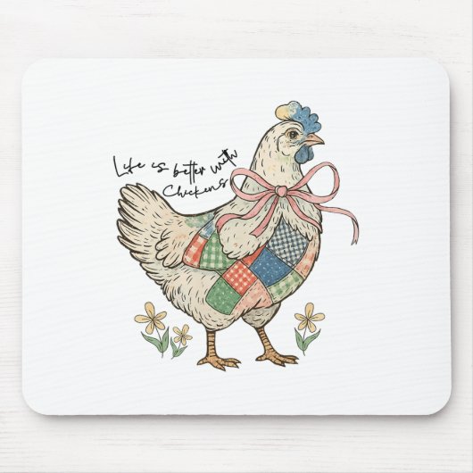 Wildblumen-Hühnerschleife Leben besser mit Hühnern Mousepad (Vorne)