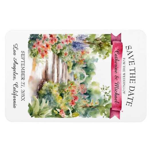 Wildblumen im Aquarellgarten Save the Date Frühjah Magnet (Horizontal)