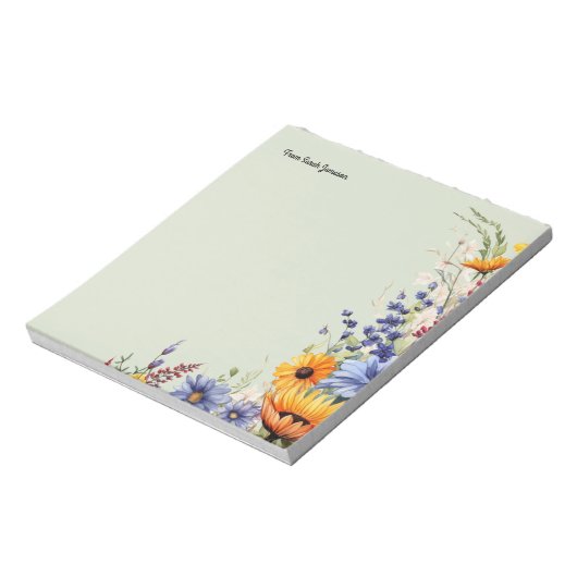 Wildblumen im Blumengarten Personalisiert Notizblock (Rotiert)