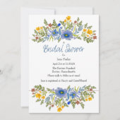 Wildblumen im Brautparty Primärfarben laden ein Einladung (Vorderseite)