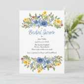 Wildblumen im Brautparty Primärfarben laden ein Einladung (Stehend Vorderseite)