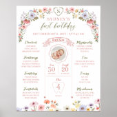 Wildblumen im ersten Jahr Geburtstag Baby Meilenst Poster (Vorne)