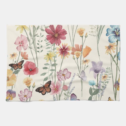 Wildblumen im Frühjahr Sommerwiese Geschirrtuch (Horizontal)