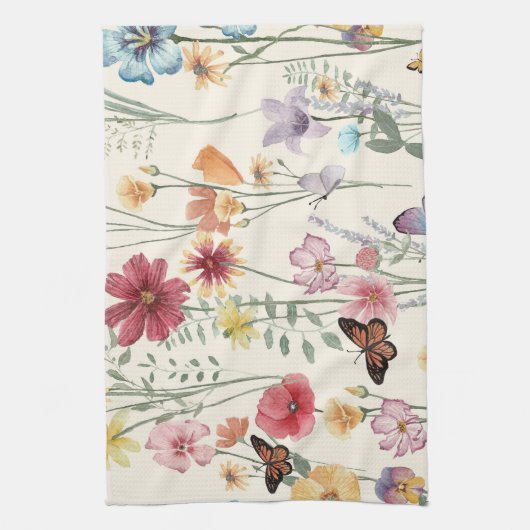 Wildblumen im Frühjahr Sommerwiese Geschirrtuch (Vertikal)