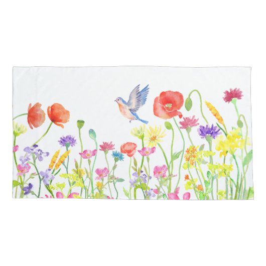 Wildblumen im Frühlingskissenbezugdoppelten Kissenbezug (Rückseite)