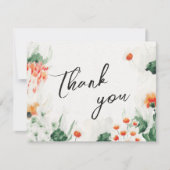 Wildblumen im Grünen Foto Hochzeit Dankeskarte (Vorderseite)