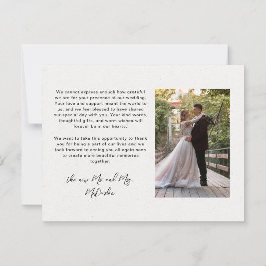 Wildblumen im Grünen Foto Hochzeit Dankeskarte (Rückseite)