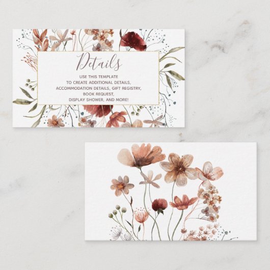 Wildblumen im Herbst Details Babyduschkarte Begleitkarte (Vorne/Hinten)