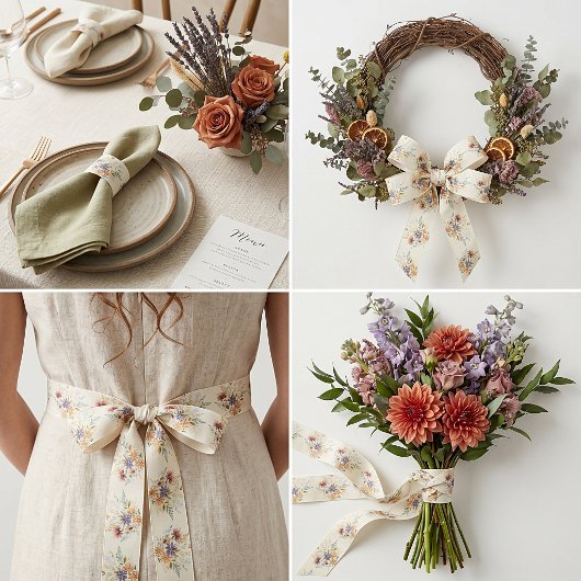 Wildblumen im Herbst Satinband