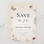 Wildblumen im Herbst Schmetterling Naturblut getro Einladung (Vorne/Hinten)