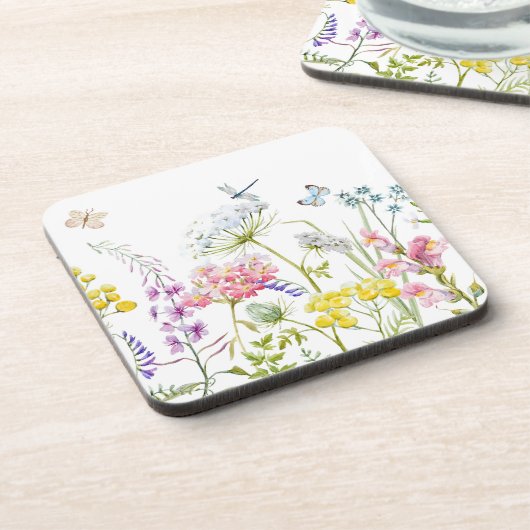 Wildblumen im Sommer Wiesen Getränkeuntersetzer (Linke Seite)