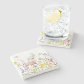 Wildblumen im Sommer Wiesen Steinuntersetzer (Seitenansicht)