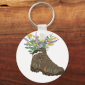 Wildblumen im T - Shirt "Hiking Boot Camping" Schlüsselanhänger (Vorderseite)