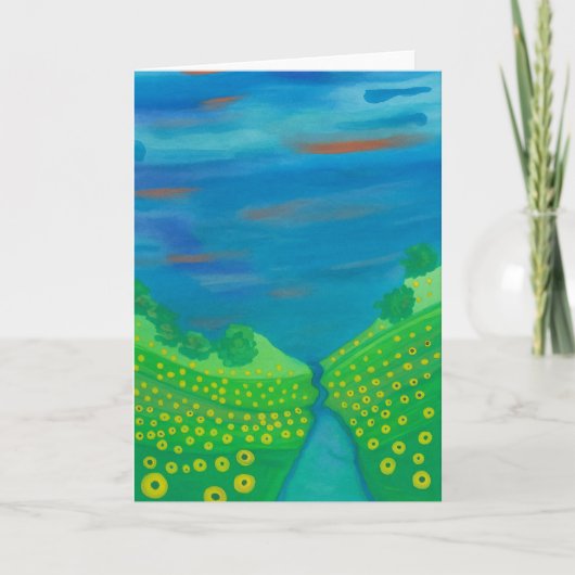 Wildblumen im Tal Aquarellgrüße Karte (Vorderseite)