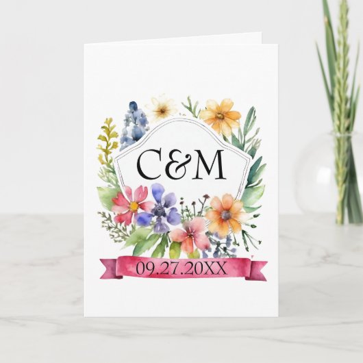 Wildblumen im Wasserfarbengarten mit QR-Code Einladung (Vorderseite)