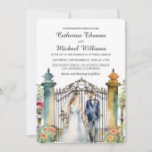 Wildblumen im Wasserfarbengarten-Tor mit QR-Code Einladung (Vorderseite)