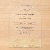 Wildblumen Imitate Gold Moderne Hochzeit Acryleinladungen (Vorderseite)