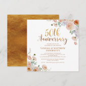 Wildblumen Imitate Goldene Kalligraphie 50 Jahre Einladung (Vorne/Hinten)