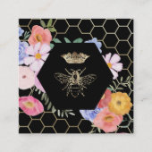 Wildblumen Imitate Goldfolie Königin Biene Quadratische Visitenkarte (Vorderseite)
