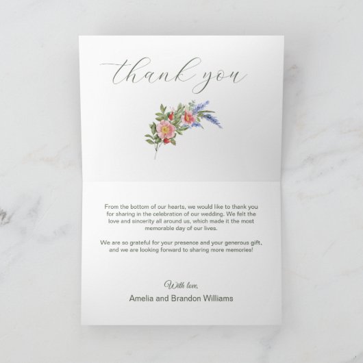 Wildblumen Imitate Goldschmiedgeometrische Rahmen  Dankeskarte (Innenseite)