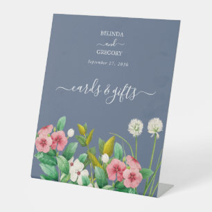 Wildblumen Immergrün Blaue Karten & Geschenke Hoch Sockelschild