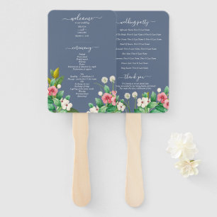 Wildblumen Immergrün Staubblau Hochzeitsprogramm Fächer