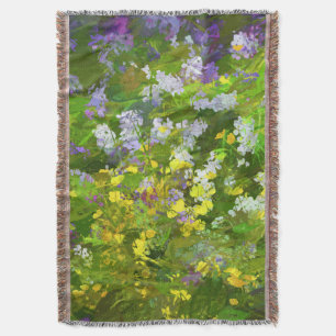 Wildblumen Impasto Malerei - Originale Blume Kunst Decke