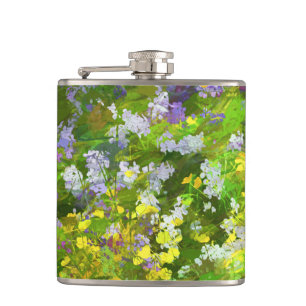Wildblumen Impasto Malerei - Originelle Blume Kuns Flachmann