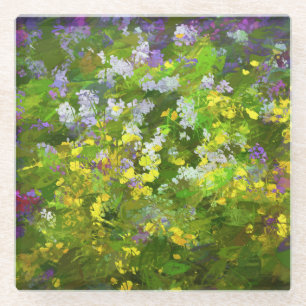 Wildblumen Impasto Malerei - Originelle Blume Kuns Glasuntersetzer