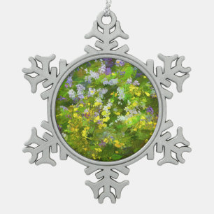 Wildblumen Impasto Malerei - Originelle Blume Kuns Schneeflocken Zinn-Ornament