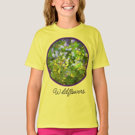 Wildblumen Impasto Malerei - Originelle Blume Kuns T-Shirt (Vorderseite)