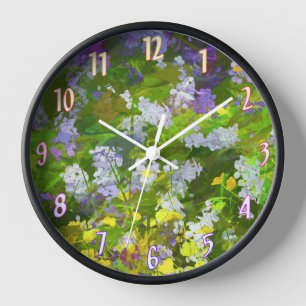 Wildblumen Impasto Malerei - Originelle Blume Kuns Uhr
