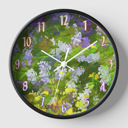Wildblumen Impasto Malerei - Originelle Blume Kuns Uhr (Vorderseite)