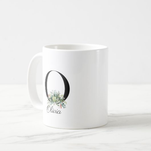 Wildblumen in Aquarellfarben erste Monogramm-Tasse Kaffeetasse (Vorderseite Links)