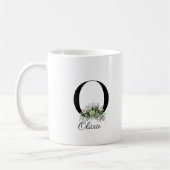 Wildblumen in Aquarellfarben erste Monogramm-Tasse Kaffeetasse (Links)