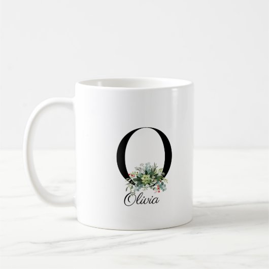 Wildblumen in Aquarellfarben erste Monogramm-Tasse Kaffeetasse (Links)