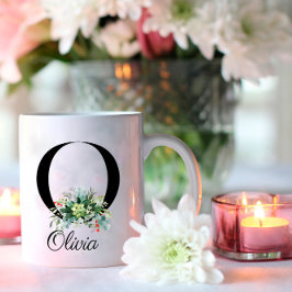 Wildblumen in Aquarellfarben erste Monogramm-Tasse Kaffeetasse