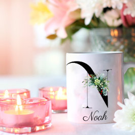 Wildblumen in Aquarellfarben erste Monogramm-Tasse Kaffeetasse