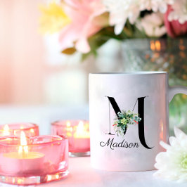 Wildblumen in Aquarellfarben erste Monogramm-Tasse Kaffeetasse