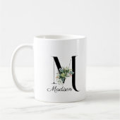 Wildblumen in Aquarellfarben erste Monogramm-Tasse Kaffeetasse (Links)