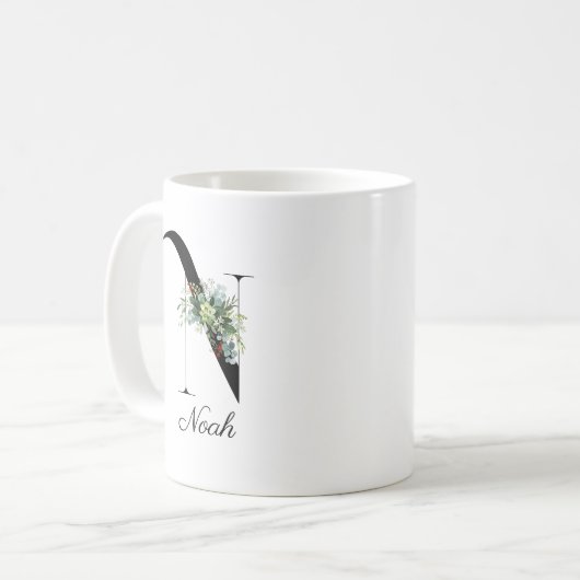 Wildblumen in Aquarellfarben erste Monogramm-Tasse Kaffeetasse (Vorderseite Links)