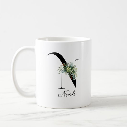 Wildblumen in Aquarellfarben erste Monogramm-Tasse Kaffeetasse (Links)