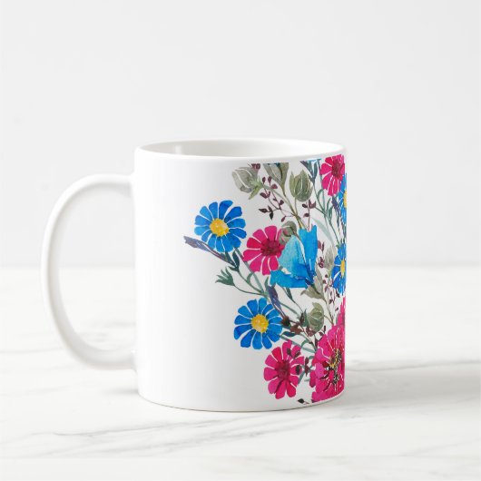 Wildblumen in Aquarellfarben Kaffeetasse (Links)