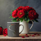 Wildblumen in Aquarellfarben, monogramm, graue Tas Kaffeetasse