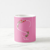 Wildblumen in Aquarellfarben, monogramm, rosa Tass Kaffeetasse (Mittel)