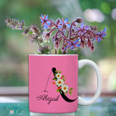 Wildblumen in Aquarellfarben, monogramm, rosa Tass Kaffeetasse