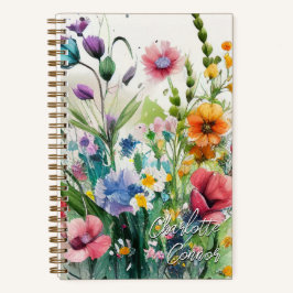 Wildblumen in Aquarellfarben Personalisiert Art Notizblock