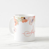 Wildblumen in Aquarellfarben rosa Mit Monogramm Kaffeetasse (Vorderseite Links)
