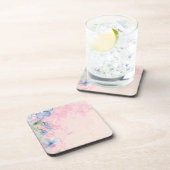 Wildblumen in Aquarellfarben Rosa und Blau Untersetzer (Rechte Seite)